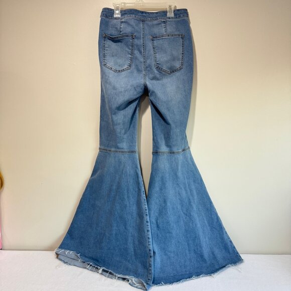 WE THE FREE Free People Just Float On Flare Hippie Jeans Jericho Blue Sz. 28 - Picture 5 of 13